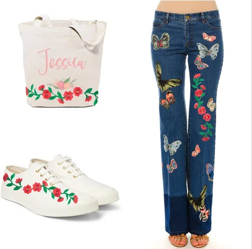 Miniatura 4 de MSCFTFB 6 parches bordados de flores de 9 1/2 pulgadas de largo, apliques para planchar para recortar ropa, zapatos, jeans, adornos de ropa (dorado)