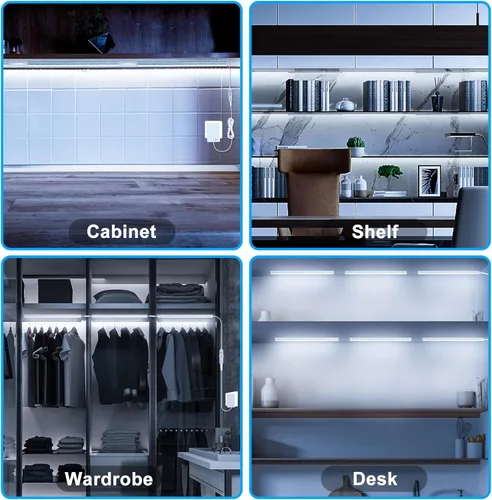 Miniatura 7 de Maylit Luces para debajo del gabinete enchufables, 3 piezas de iluminación ultra fina de 12 pulgadas para debajo del gabinete, luces súper Luz