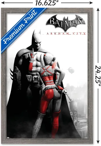 Miniatura 3 de Trends International DC Comics VIdeo Game - Póster de pared de Arkham City, arte clave, 14.725 x 22.375 pulgadas, versión enmarcada de madera