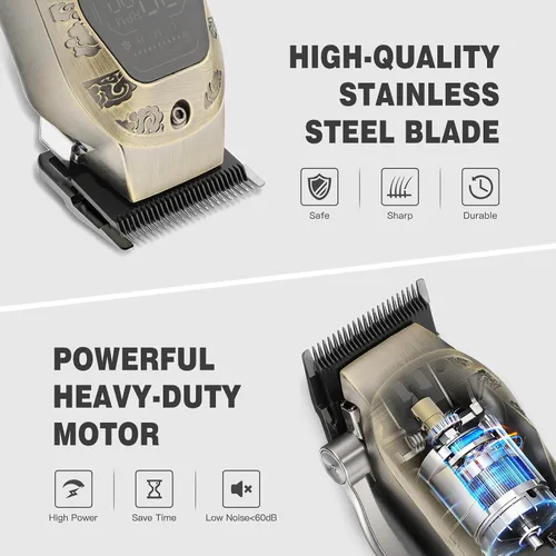 Miniatura 6 de Qreeyx Cortadora de pelo profesional inalámbrica para hombres – Cortadora de pelo Zero Gap T-Blade Trimmer Eléctrica de lámina y recortadora de pelo