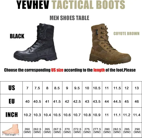 Miniatura 7 de YEVHEV Botas tácticas para hombre botas de trabajo militares botas de combate del desierto botas de combate del ejército para senderismo motocicleta