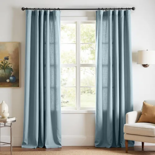 Miniatura 107 de JINCHAN Cortinas de lino de 108 pulgadas de largo, juego de 2 paneles, cortinas de ventana para sala de estar y dormitorio, cortinas