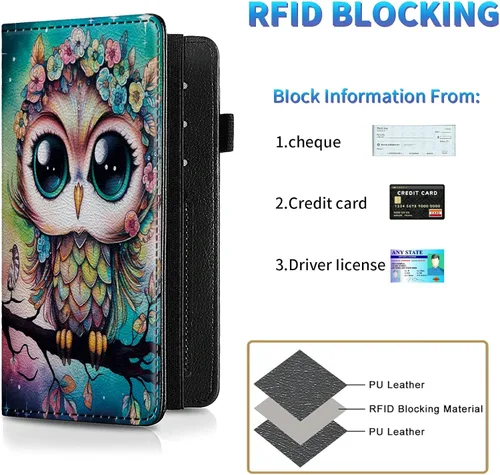Miniatura 78 de Funda para chequera para hombres y mujeres, cartera de cuero RFID con ranuras para tarjetas de crédito, soporte de cheques duplicados personales