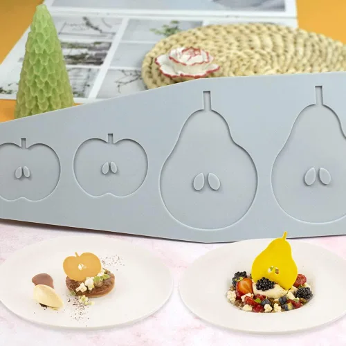 Miniatura 5 de Molde de silicona para encaje de flores, surtido de moldes texturizados para tartas, hueca 3D, fruta, manzana, pera, tapete de encaje para hornear