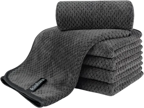 KinHwa Toallas de mano de microfibra para baño, toallas faciales suaves y absorbentes, toallas de mano grises para baño, paños de lavado para spa