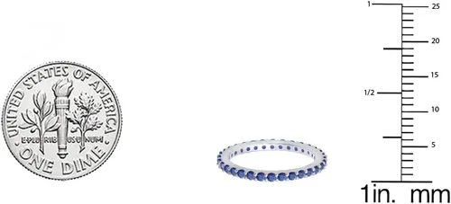 Miniatura 2 de Dazzlingrock Collection Anillo de boda apilable de oro de 14 quilates con zafiro azul redondo de 1,00 quilates (quilates)