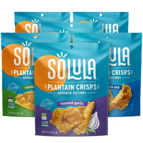 Miniatura 20 de Solula Plátano Crisps Authentic Tostones, lima caribeña, 4 onzas (paquete de 3), papas fritas cocidas, sin gluten, aptas para paleo, sin granos