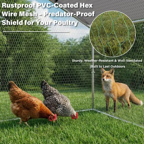 Miniatura 4 de LEMBERI Pequeño gallinero de metal, gallinero de alambre galvanizado, jaula de gallina para gallinas, conejos con cubierta impermeable
