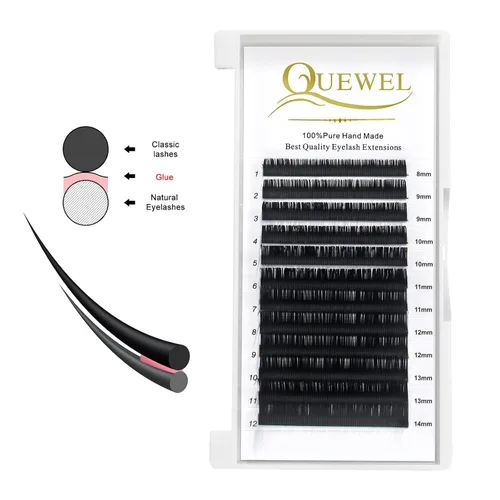 Miniatura 3 de QUEWEL - Extensiones de pestañas clásicas individuales, curvatura D, 0.15 mm grosor, longitud mixta 8-14 mm, opcional 0.03/0.05/0.07/0.10/0.15/0.20