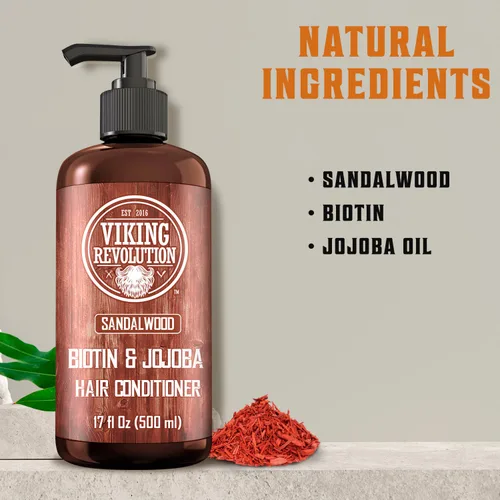 Miniatura 3 de Viking Revolution - Acondicionador de sándalo con biotina y aceite de jojoba - Acondicionador para hombres, acondicionador natural para cabello