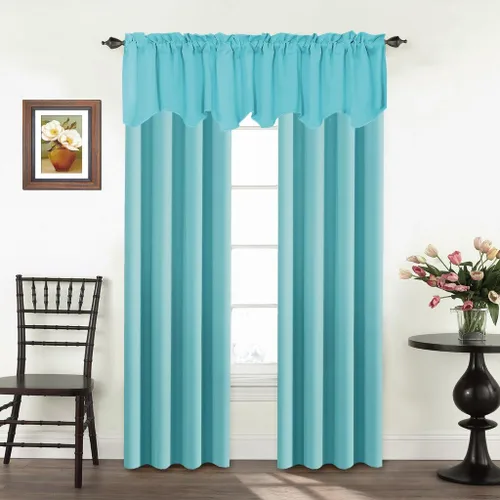 Miniatura 3 de Turquoize - Cenefa opaca para ventanas de cocina/baño/sala de estar/dormitorio con aislamiento térmico, cenefa festoneada con bolsillo para Aqua