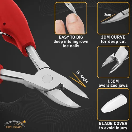 Miniatura 4 de Cortaúñas gruesas para personas mayores, podólogo, resistente, para hombres, profesionales y adultos, mango de fácil agarre de acero inoxidable