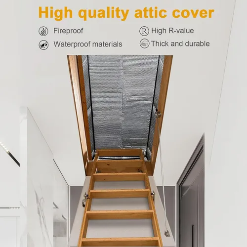 Miniatura 4 de Cubierta de aislamiento para escalera de ático - Puerta de escalera de ático premium que ahorra energía con toldo desplegable con cremallera 25 x 54