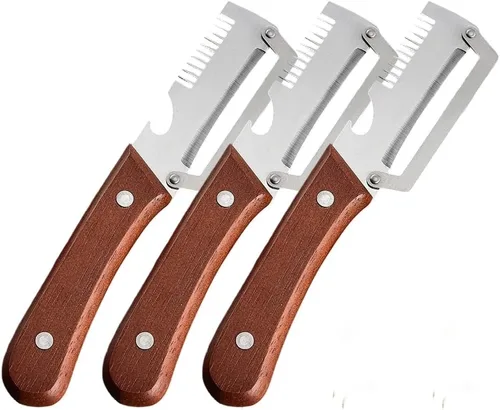 Miniatura 10 de Pelador de verduras multifuncional para cocina, herramienta peladora de acero inoxidable 2026 para chef, pelador de mango de madera, trituradora