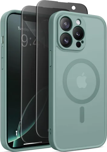 Miniatura 39 de GolbinBox Funda magnética para iPhone 15 Pro, compatible con MagSafe, protección completa de la cámara, protector de pantalla de privacidad