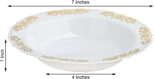 Miniatura 3 de Efavormart - Paquete de 10 cuencos de sopa desechables redondos de 12 onzas con bordes festoneados para eventos con catering, bodas y fiestas