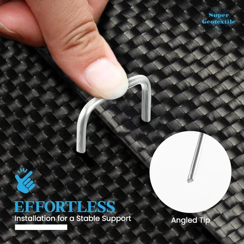 Miniatura 4 de Super Geotextile Grapas de paisaje, pasadores de césped galvanizados en forma de U de calibre 11 para barrera de malezas y estacas de tela