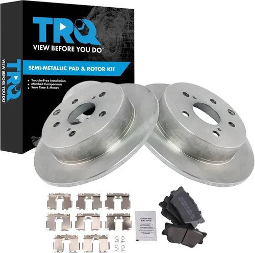 Miniatura 153 de TRQ Juego de pastillas de freno semimetálicas traseras y rotores compatibles con Chevrolet Trailblazer 02-06 Trailblazer EXT 04-06 SSR 02-07 GMC