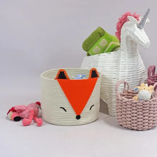 Miniatura 4 de T&T Homewares Cesta de almacenamiento de zorro naranja, tamaño mediano, multiusos para pañales de bebé, lavandería, habitación de los niños