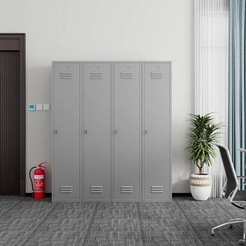 Miniatura 4 de Taquillas de metal para empleados con llaves, armario de almacenamiento de acero de 71 pulgadas de alto con puerta con cerradura, armario de Gris