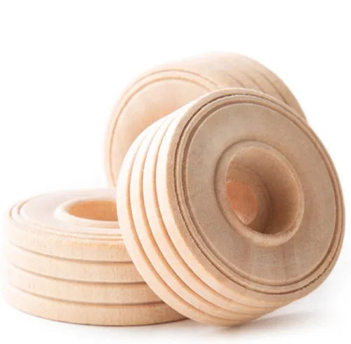 Pinehurst Crafts Mini ruedas de juguete de madera con pisadas, 1-1/4 pulgadas de diámetro x 1/2 pulgadas de grosor (agujero de 1/4 pulgadas),