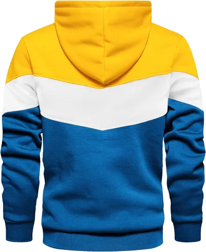 Miniatura 3 de Gesean Sudadera con capucha, de manga larga, para hombre, diseño de bloque de color, estilo informal, con bolsillo