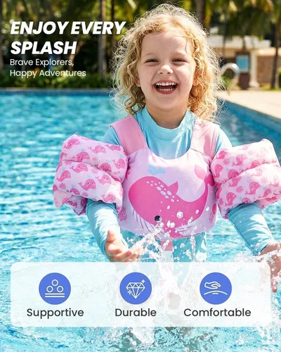 Miniatura 9 de Gogokids 2-in-1 Toddler Swim Vest Pool Floaties for Kids[CPC Certified & Remove Crotch Strap]Puddle Float Jumper 24-66 Pounds, Toddler Arm Floaties