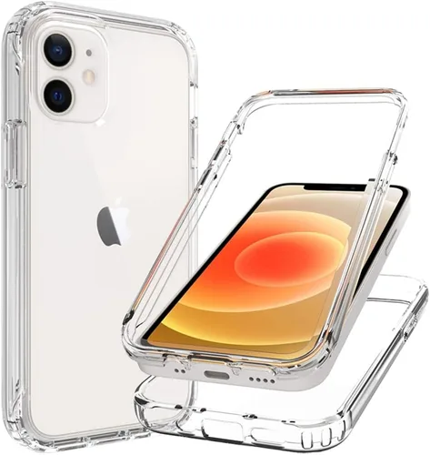 Miniatura 6 de Funda para iPhone 12 Mini con protector de pantalla de vidrio templado, protección de cuerpo completo transparente 360 + TPU suave a prueba