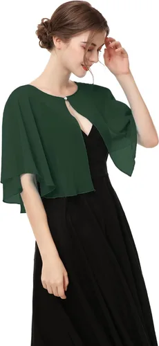 Miniatura 3 de Capelet de gasa para mujer, capas suaves, chales y envolturas para vestido de noche, capa de boda