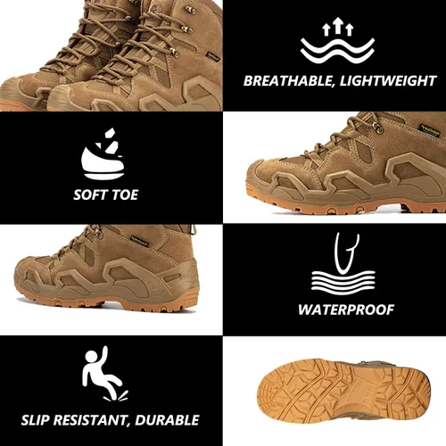 Miniatura 6 de RockRooster Walland KS735-KS737 - Botas de combate para hombre, suela de goma impermeable, botas de senderismo