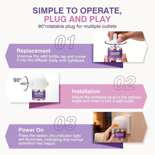 Miniatura 7 de Tcllka Cat Calming Pheromone Diffuser Effectively Relieve Anxiety Stress Cat Calming Diffuser Comfort for Cats Refill Reduce Fighting Spraying and