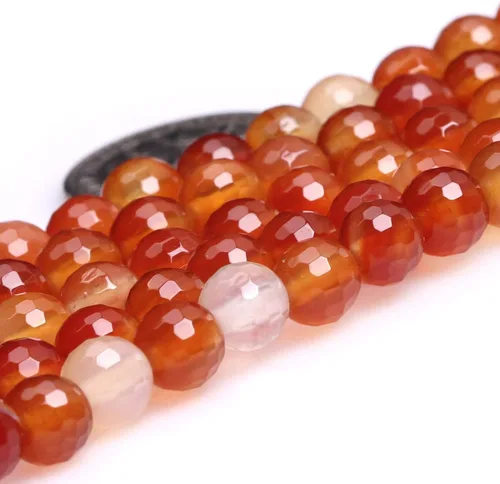 Miniatura 2 de GEM-Inside - Cuentas sueltas de cornalina roja naranja facetada de 0.236 pulgadas (0.236 in), cuentas de energía natural para hacer joyas, redondas