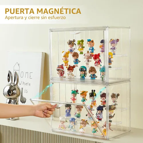 Miniatura 3 de LXLXXL Vitrina acrílica para coleccionables, 3 capas, ajustable, con puerta magnética, caja de exhibición transparente apilable para figuras