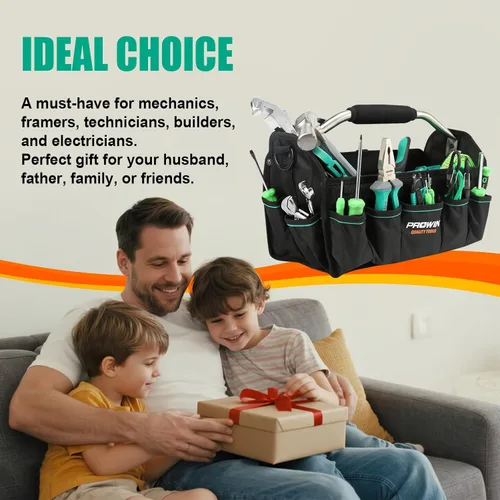 Miniatura 3 de Prowin Organizador de herramientas multibolsillo de 16 pulgadas con parte inferior impermeable de plástico, plegable, resistente, bolsa