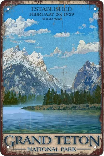 Letrero de metal retro divertido en lata, Parque Nacional Grand Teton, para hombres y mujeres, decoración artística de pared para el hogar, bares,