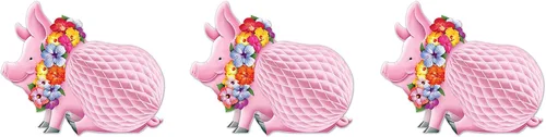 Miniatura 2 de Centro de mesa y sombrero de cerdo de Luau, Paquete de 1, Multicolor