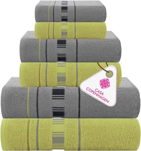 Miniatura 88 de CASA COPENHAGEN Solitaire Juego de 6 toallas - Negro, 600 GSM 2 toallas de baño 2 toallas de mano 2 toallitas, diseñadas en Dinamarca, hechas