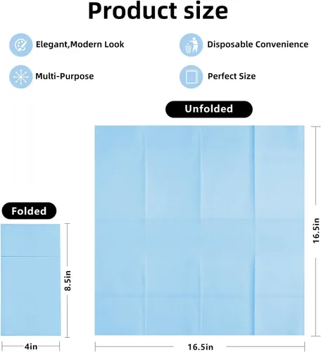 Miniatura 2 de KAMMAK Servilletas Azul Claro Desechables con Bolsillo Paquete de 100 Servilletas de Papel Tipo Tela para Cena Toallas de Mano Plegadas