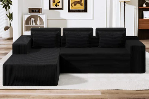 Miniatura 13 de HABUTWAY Sofá modular modular de 101 pulgadas con asiento profundo, moderno sofá convertible en forma de L, sofá tapizado con diván para sala