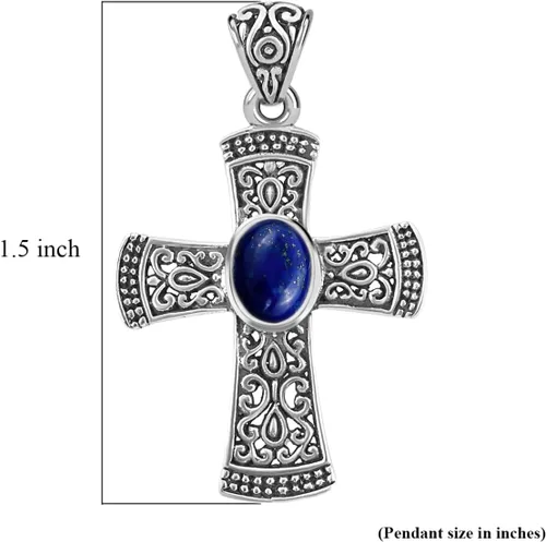 Miniatura 6 de SHOP LC DELIVERING JOY BALI LEGACY - Colgante de cruz de lapislázuli para hombre, plata de ley 925, vintage, católica, cristiana, regalo de joyería