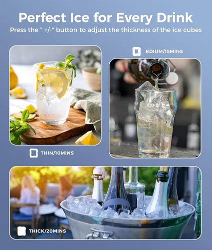 Miniatura 3 de ecozy Máquina de hielo portátil de 45 libras por día, 24 cubos listos en 13 minutos, función de autolimpieza, perfecta para el hogar, cocina, bar