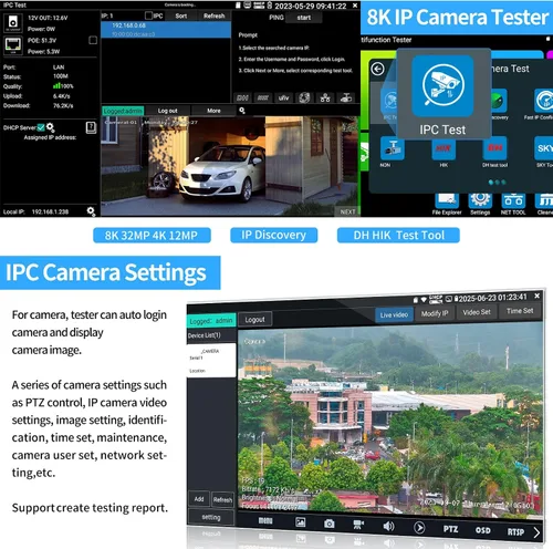 Miniatura 3 de Rsrteng Probador de cámara IP, IPC-5200 Plus 8MP AHD CVI TVI SDI CVBS prueba de cámara IP 4K pantalla HD monitor de video 5 pulgadas IPS pantalla