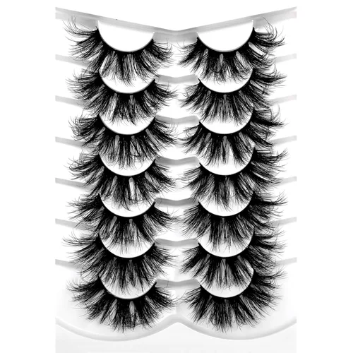Miniatura 76 de Medias pestañas postizas con banda transparente, finas, estilo ojo de gato, naturales, cortas, pequeñas, acento 3/4, de visón sintético, tiras