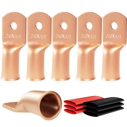 Miniatura 11 de 6 piezas 1/0 AWG - 1/2" (M12) Sanuke Terminales de anillo para cable de alambre con conectores de extremos resistentes para cable de batería, ojales