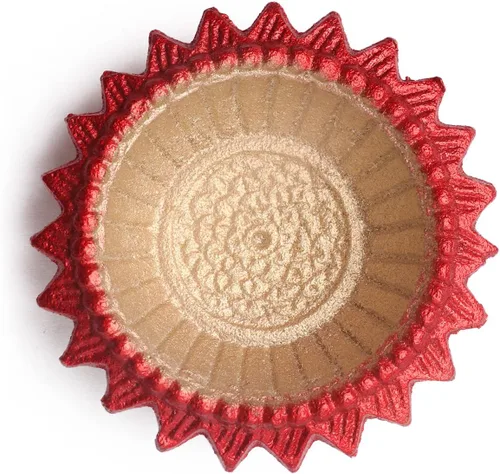 Miniatura 8 de SATVIK 4 piezas Multicolor Surya Metal Diya Floral Lotus Flower Shape Tea Light Holder Lámpara de aceite Navidad Interior Hogar Mandir Pujan Pooja