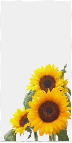 Toallas de mano con diseño de girasoles brillantes, toallas de baño suaves con flores amarillas y hojas verdes, 13.6 x 29 pies
