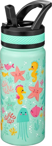 Miniatura 35 de Fanhaw Botella de Agua Aislada para Niños de 18 Oz con Tapa de Pajita – Acero Inoxidable de Doble Pared al Vacío, A Prueba de Fugas, Botellas