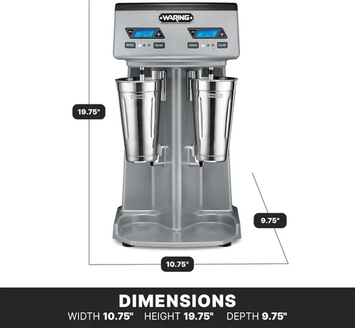 Miniatura 5 de Waring Commercial WDM240TX - Mezclador de bebidas comercial de doble husillo para uso pesado, cada husillo tiene un motor independiente de 1 hp