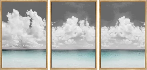 Miniatura 25 de SIGNWIN Lienzo enmarcado para pared, juego de arte de puesta de sol, horizonte, cielo, paisaje, fotografía, arte moderno, paisaje, relajante