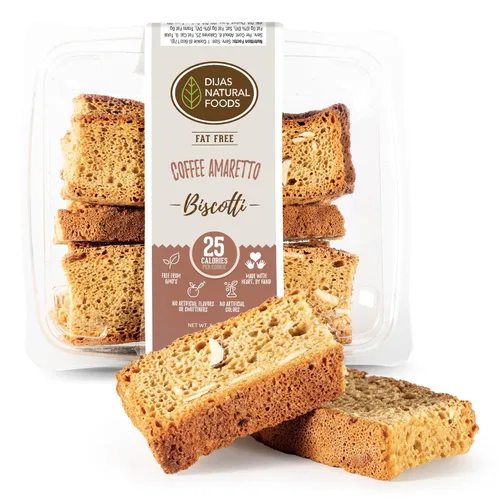 Miniatura 12 de DIJAS Natural Food s, Galleta de biscotti sin grasa, ingredientes naturales sin conservantes, delicioso aperitivo bajo en calorías (5 onzas)